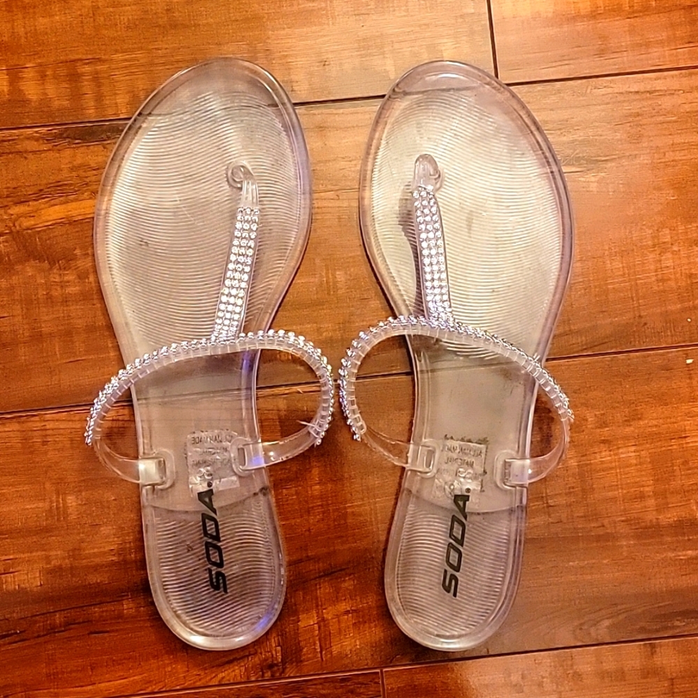 Clear Sandals with Silver Bling
